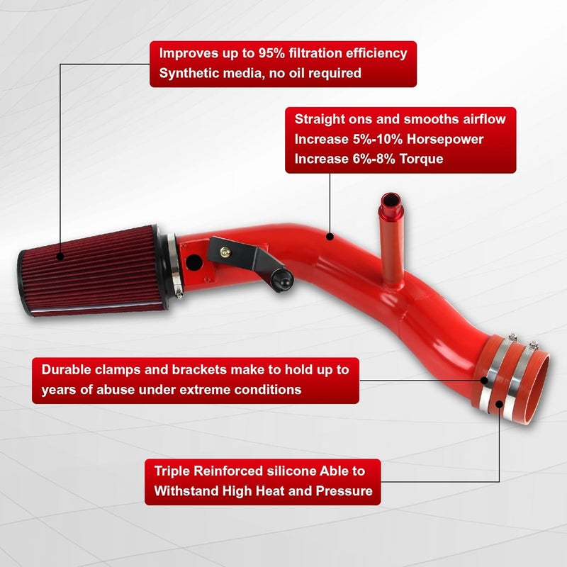 DOCAS 6.0 Cold Air Intake Kit Compatible with Ford F250 F350 Excursion 2003-2007 6.0L Diesel Engines (Red) - Image 3
